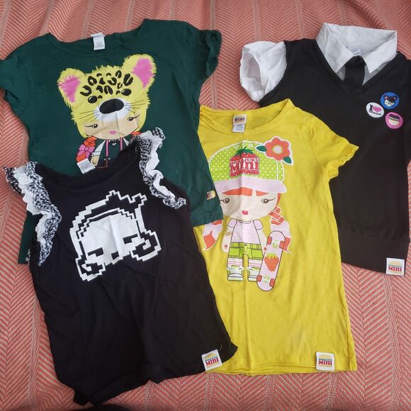 Harajuku Mini Lot of FOUR Tees Size 14-16/XL Kawaii Cute Superhero Nerd Skater - Picture 1 of 8